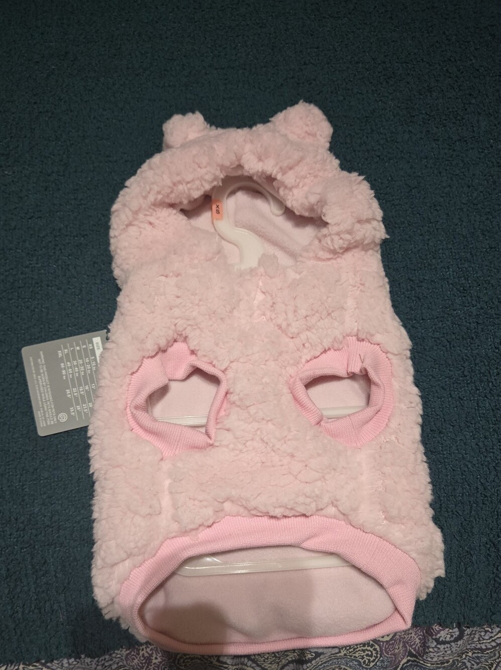 Pink Fleece Hoodie with Bear Ears - For Dogs - XS